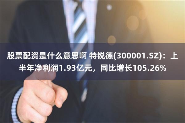 股票配资是什么意思啊 特锐德(300001.SZ)：上半年净利润1.93亿元，同比增长105.26%