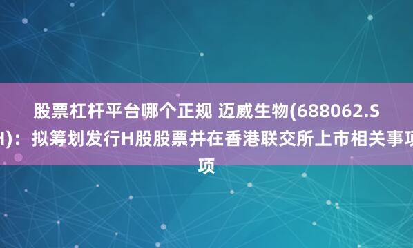 股票杠杆平台哪个正规 迈威生物(688062.SH)：拟筹划发行H股股票并在香港联交所上市相关事项