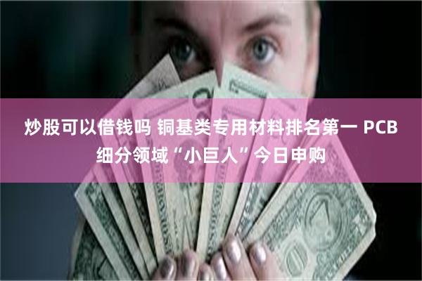 炒股可以借钱吗 铜基类专用材料排名第一 PCB细分领域“小巨人”今日申购